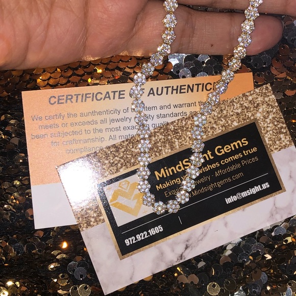 10k gold vermeil custom made chain for men, VVS clarity genuine Swarovski gems - Picture 8 of 10